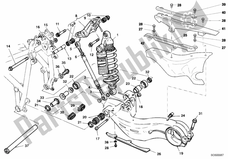 Todas as partes de Amortecedor Traseiro do Ducati Superbike 748 RS 2001